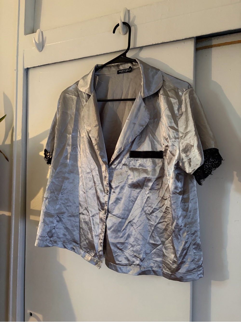 Nasty Gal Silver Satin Pajamas
